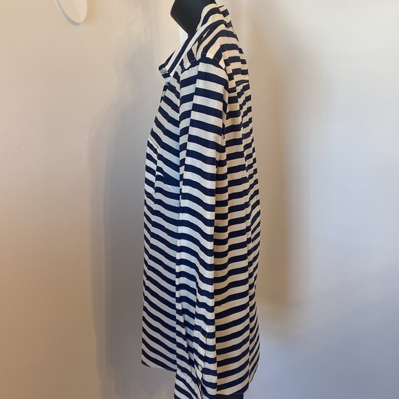 J.Crew Navy Blue White Stripe Button Down Shirt Long Sleeve Top Boy Cut Womens 4 - Picture 3 of 7